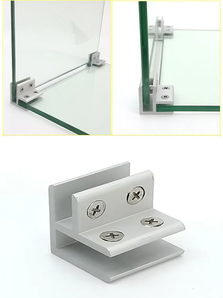 Glass Shelf Clamp Holder Glass Fasteners Stainless Steel Clips Shelf Support Brackets Aluminum Glass Clamps 90 Degrees Shelves Support Bracket Clips DIY Hardware for 2 to 20mm Thickness Board Glass Acrylic
