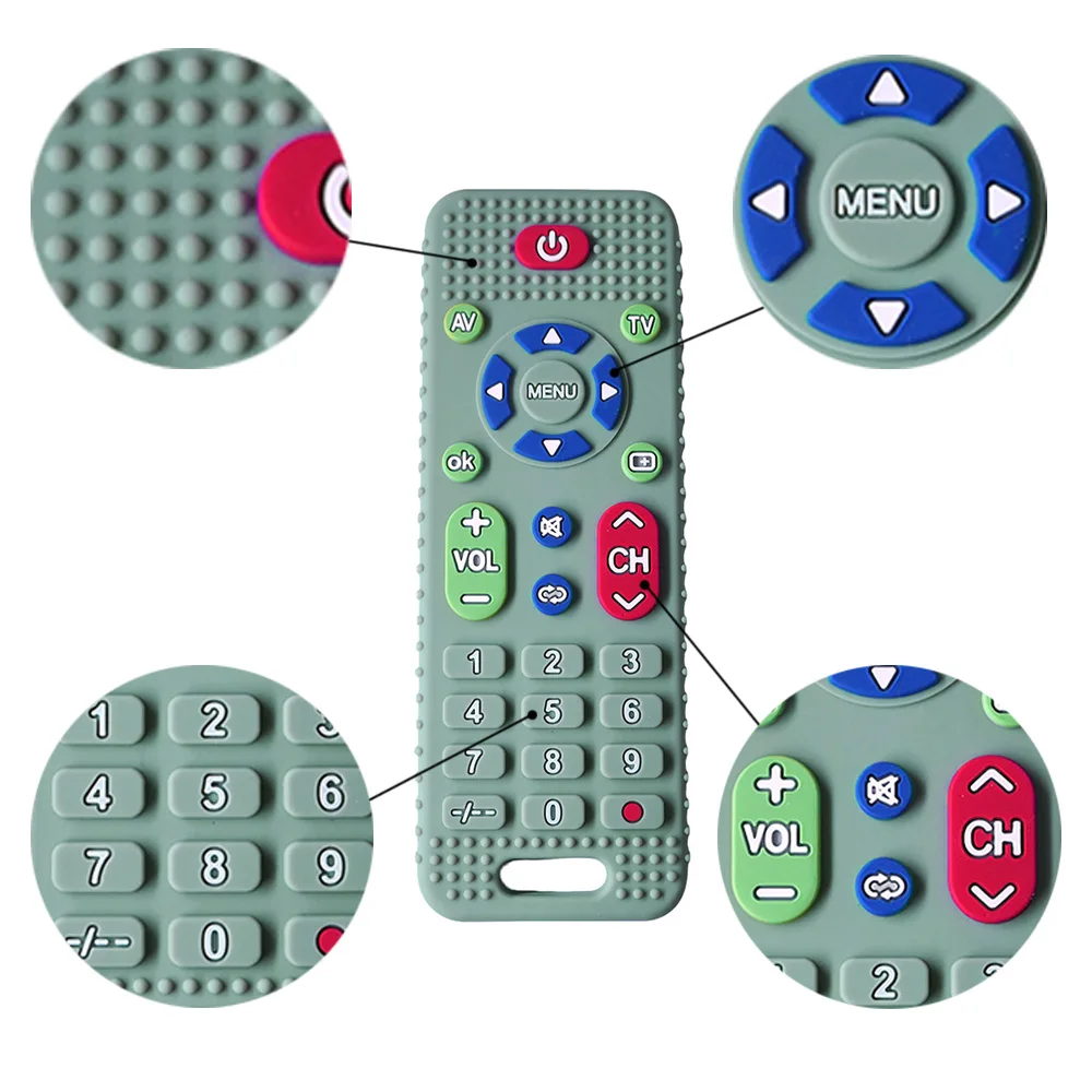 Silicone Baby Teether Soothing Teether Early Educational Sensory Toys for Infant Teether Remote Control Shape