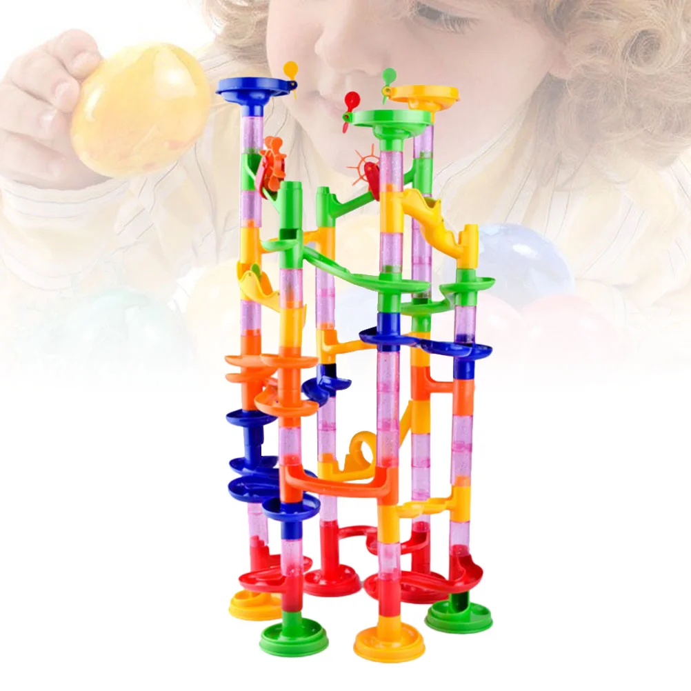 

1 Set of 105pcs DIY Assembled Ball Track Blocks Creative Children's Educational Labyrinth Pipe Game Toys Run Race Set Railway