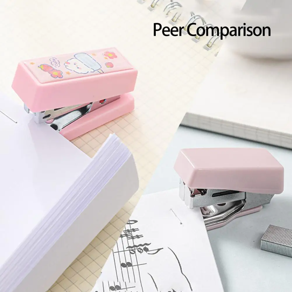 

1 Set Practical Cartoon Stapler Handheld Mini Stapler Labor-saving Sheet Organizer