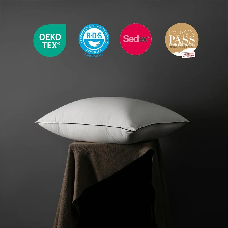 2Pcs 93% Goose Feather Down Pillows Neck Pillows for Sleeping 1 Pair Bed Pillow Inserts 100% Cotton Shell Standard Queen King 6