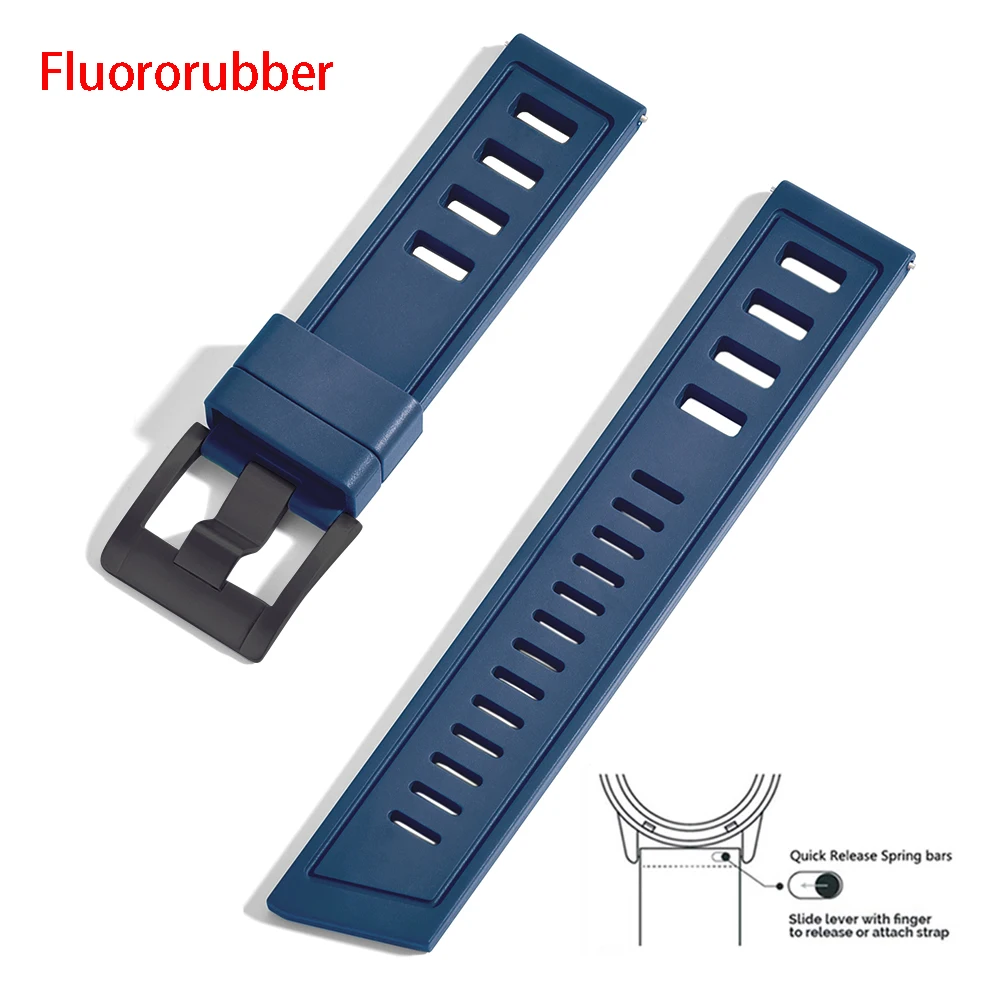 Enhanced Fluororubber Quick Release Waterproof Watch Strap