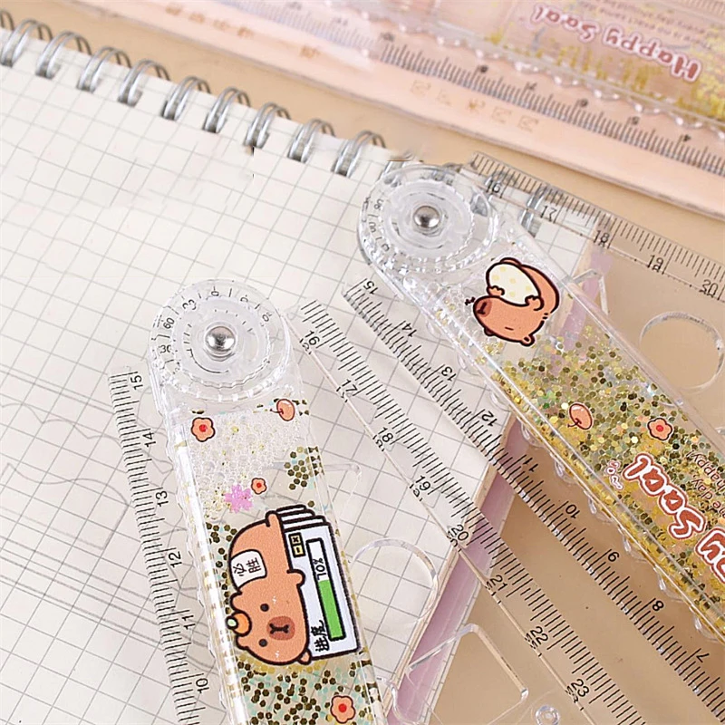 Multi-function Drawing Tools Student Stationery Measuring Tools Cartoon Capybara Measuring Ruler Folding Ruler Drawing