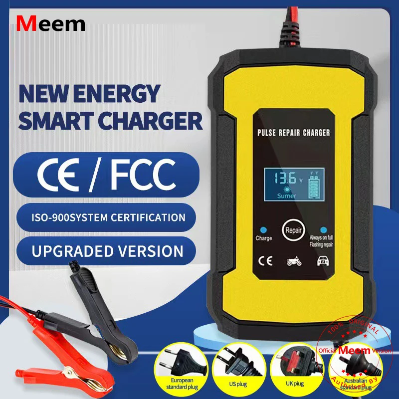 

12V 6A Smart Battery Charger Pulse Repair LCD Display Smart Fast Charge AGM Deep Cycle GEL Lead-Acid Charger For Auto Motorcycle