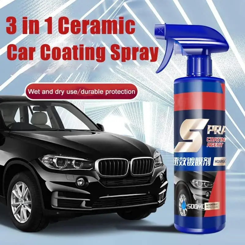 500ml Quick Coating Spray 3 In 1 High Protection Waterless Car Wash Ceramic Spray nano crystal plating agent For Cars Motorcycle spray gun