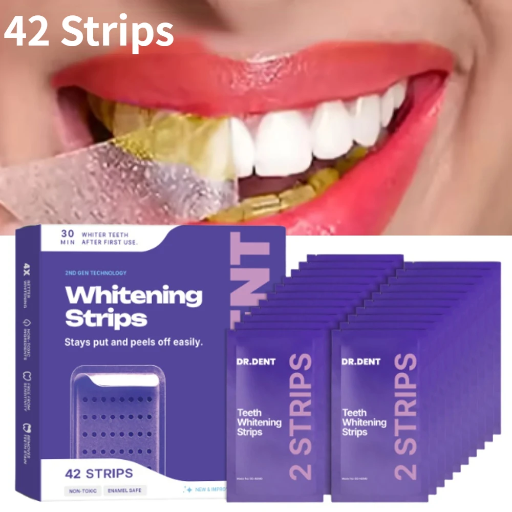 42 Strips Purple Gel Teeth Whitening Strips - 30 Min Fast Brightening, Remove Stains, Freshen Breath, Safe for Sensitive Teeth - immagine 2