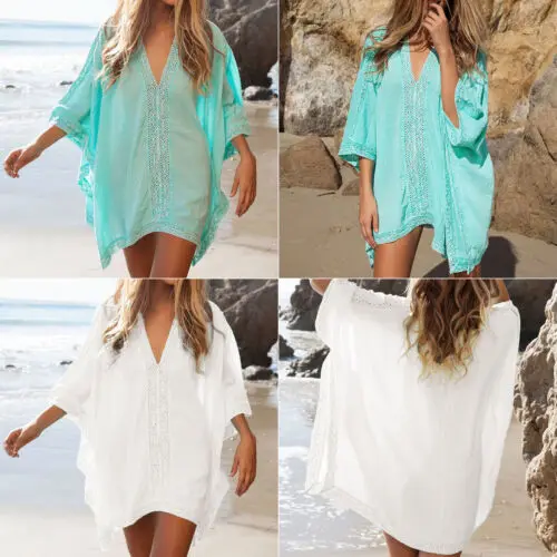 Roupas de Proteção Moda Feminina Praia Bikini Cobrir Solar Kaftan Rendas Crochê Kimono Vestido Longo Topos Sexy Solto Túnica 5 Computers & Electronics