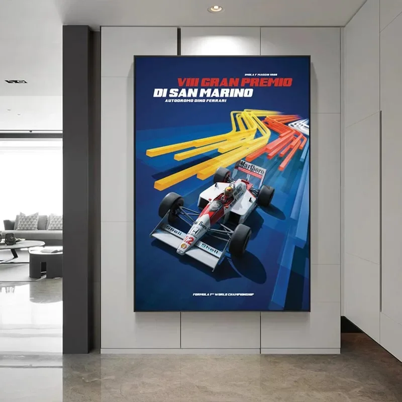 Scandinavian minimalist wall art Ayrton Senna Formula 1 Legendary Star Champion HD Poster Print Home Bedroom Living Room Decor motorsport picture car wall art print wall art print