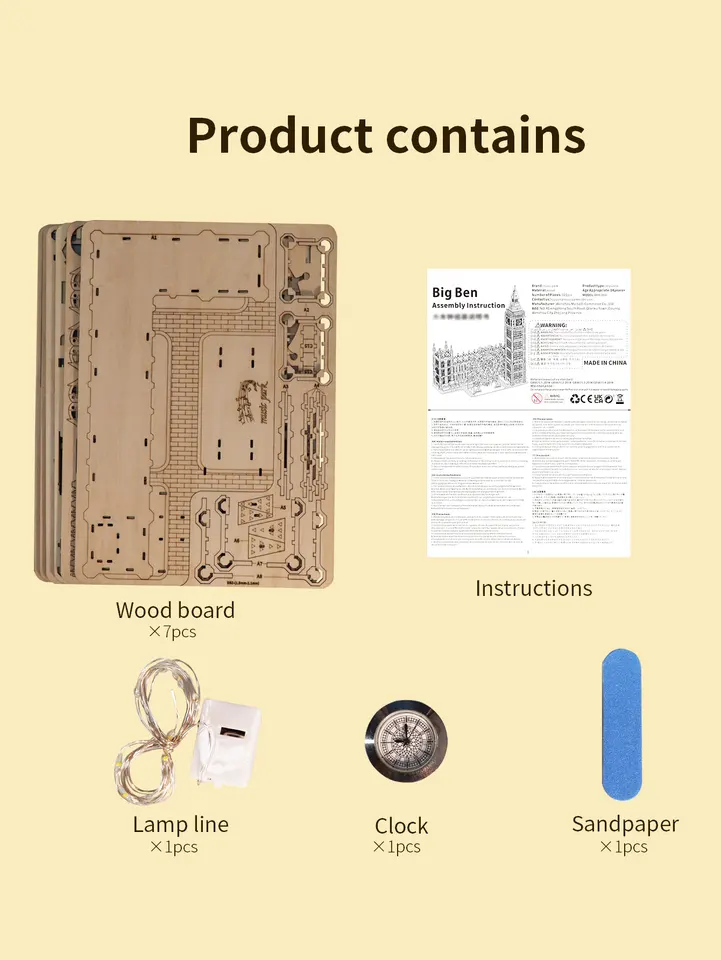 コレクション Big Ben 3D Wooden Puzzle Big Ben Model Kits Desktop Clock DIY