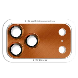 Premium Aluminum Alloy Camera Lens Protector with 3D Shield Glass - iPhone 17 Pro (Orange)