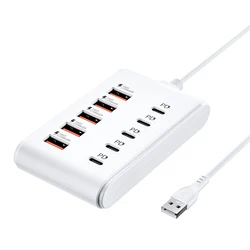 Universal 10 - in - 1 Fast Charging Hub with 5 - Port USB - C and USB Extender - White