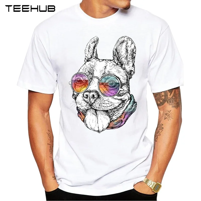 

TEEHUB Новая Мужская модная крутая Дизайнерская футболка с коротким рукавом с изображением панды крутые топы с львом и французским бульдогом хипстерская футболка