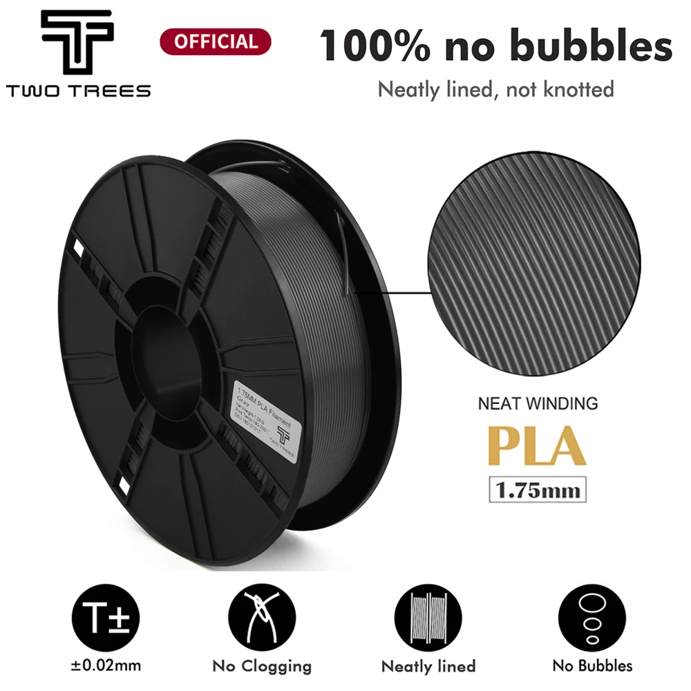 Twotrees 1KG PLA Filament 1.75mm For 3D Printer Printing Wire Materials Vacuum Packaging Eco-friendly Plastic Consumables yousu conductive pla tpu 1 75mm fdm 3d printer filament 1kg special materials 3d printing pens consumables fit most fdm printers