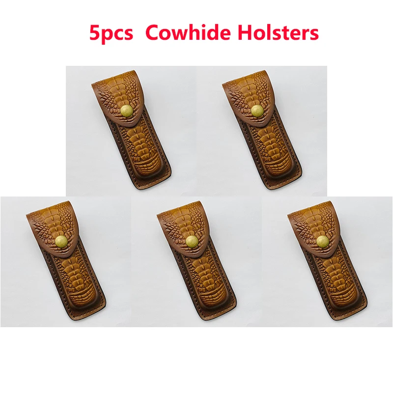 

5pcs Cowskin Holster Cowhide Folding Knife Scabbard Swiss Army Knives Genuine Leather Sheath Small Pliers Tool Waist Case Pouch