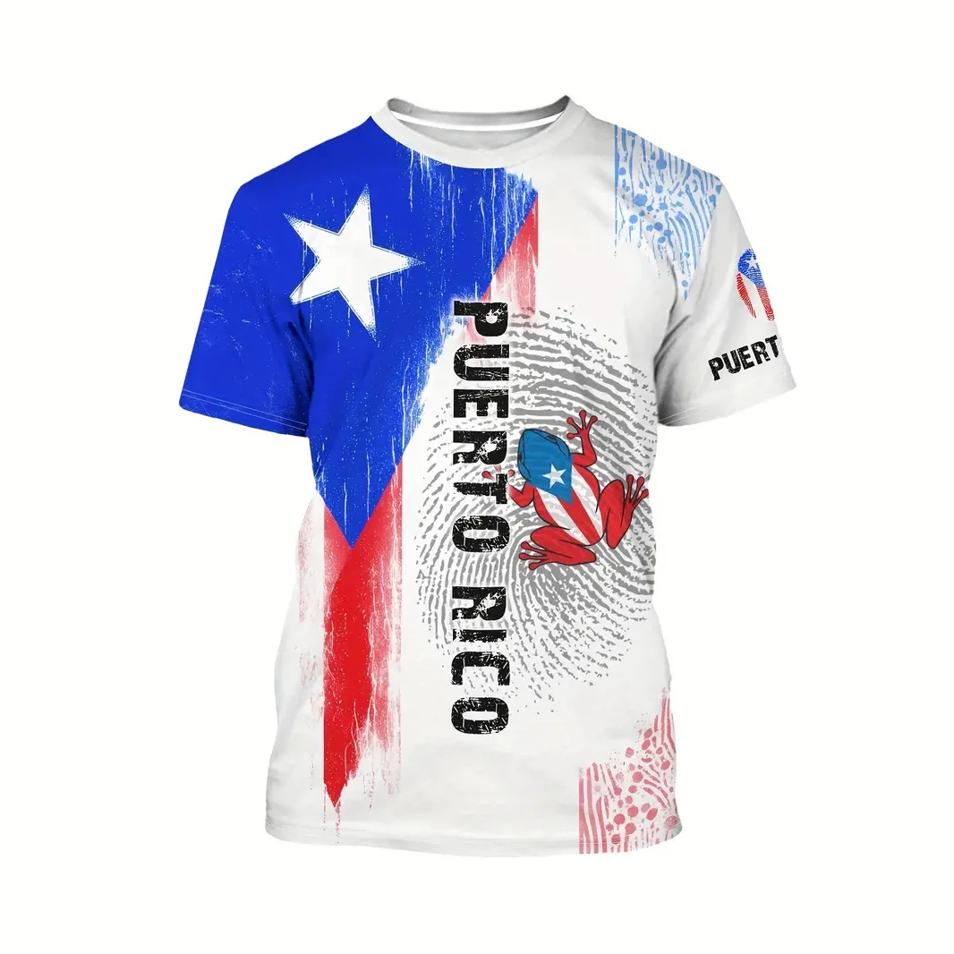 

Puerto Rico Men's T Shirt Short Sleeve Tee Flag Pattern Printed T-Shirt Oversized Men Clothing Tops Crew Neck Outdoor Streetwear