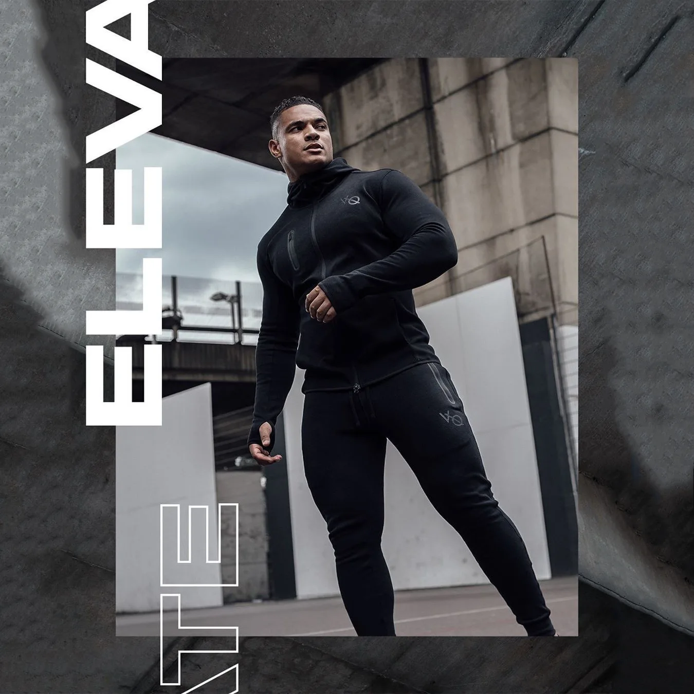 Muscle fitness training hoodie two-piece outdoor sports hoodie
