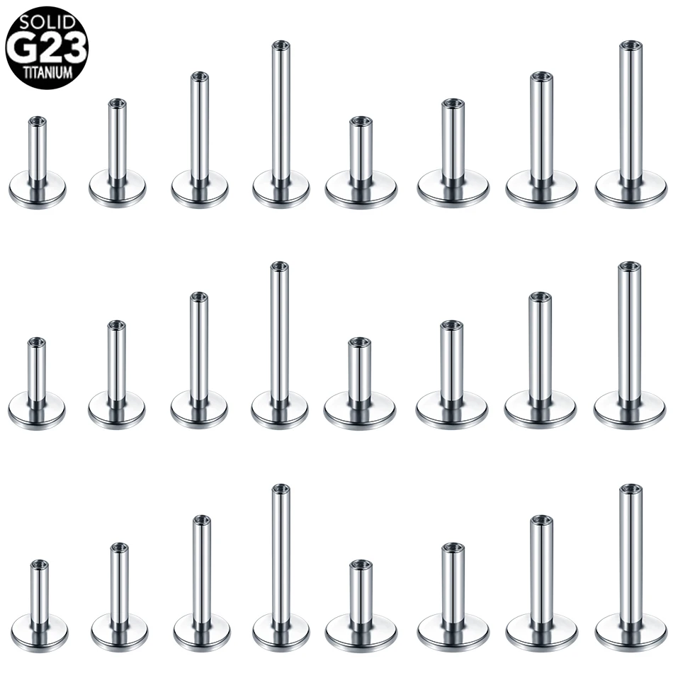 

10Pcs/50Pcs G23 Titanium Labret Barbell Parts for Lip Piercing Earring Stud Internally Threaded Piercing Replacement Accessories