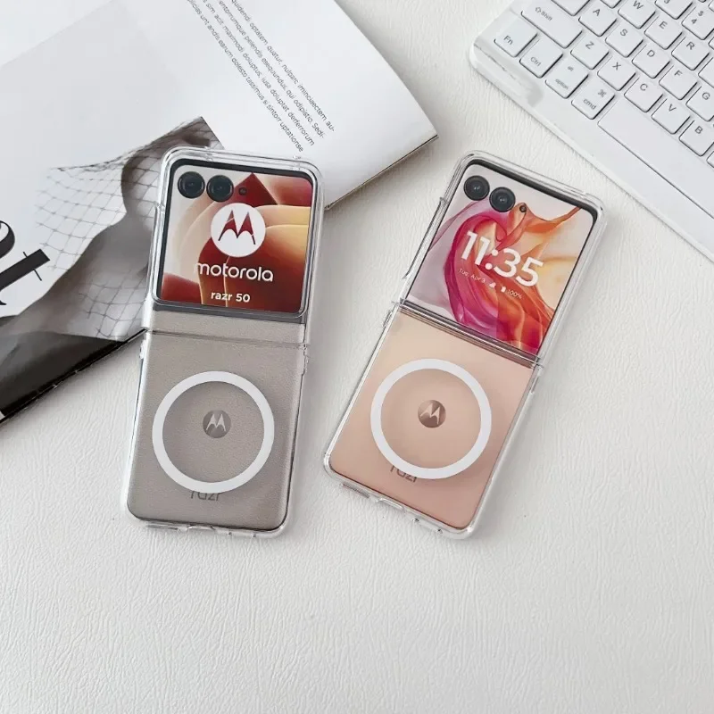 Transparent Magnetic Phone Case with Wireless Charging and Hinge Protection