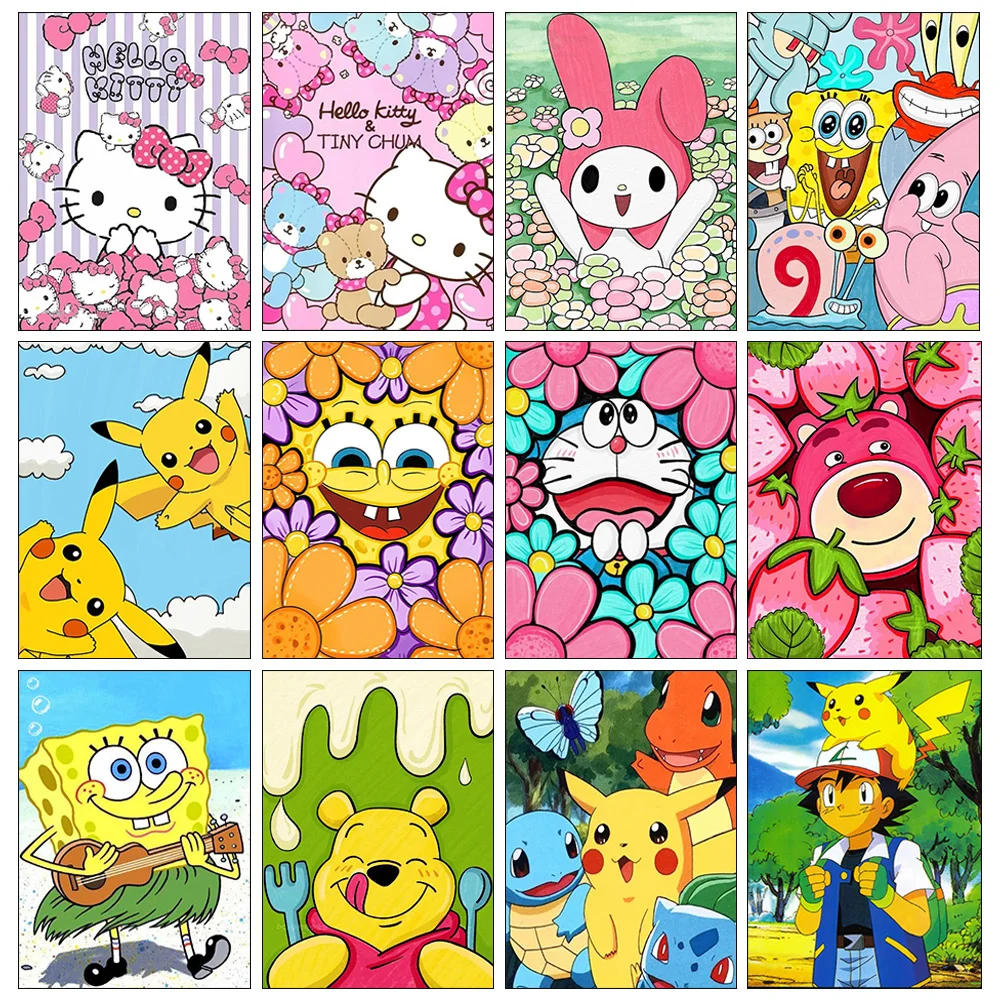 5D DIY Diamond Painting Kit Full Drill, Hello Kitty Cartoon Mosaic