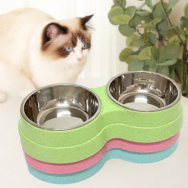 Double Pet Bowls Dog Food Water Feeder Stainless Steel Pet Drinking Dish Feeder Cat Puppy Feeding Supplies Small Dog Accessories 4
