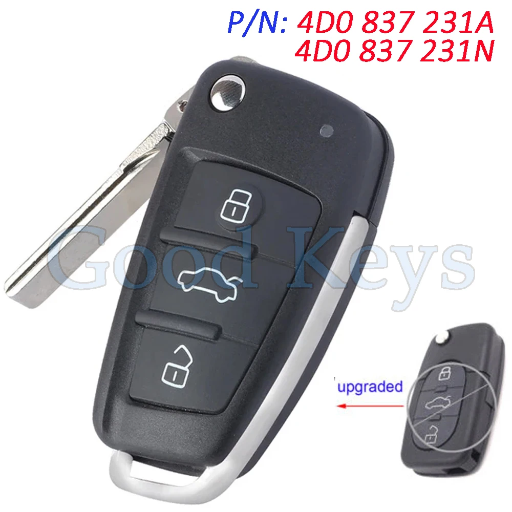 thumbnail image 2 of YIQIXIN 4DO837231R Flip 2 Buttons Key ID48 Chip For Audi A3 A4 A6 A8 TT Allroad 2 of 14