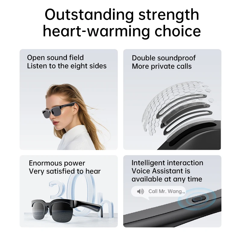 Smart Audio Glasses Language Translator Noise Cancelling Headphones
