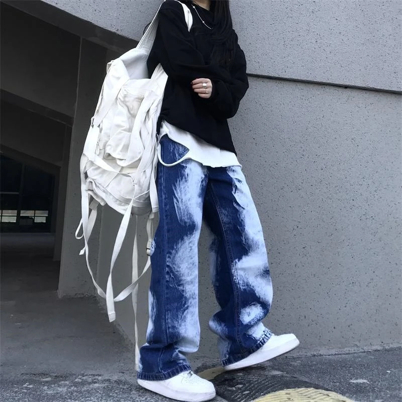 Plus Size Aesthetic Y2K Harajuku Kawaii Gothic Denim Pants Casual Vintage Punk Trousers Wide Leg Straight 5XL Women's Jeans rock revival jeans