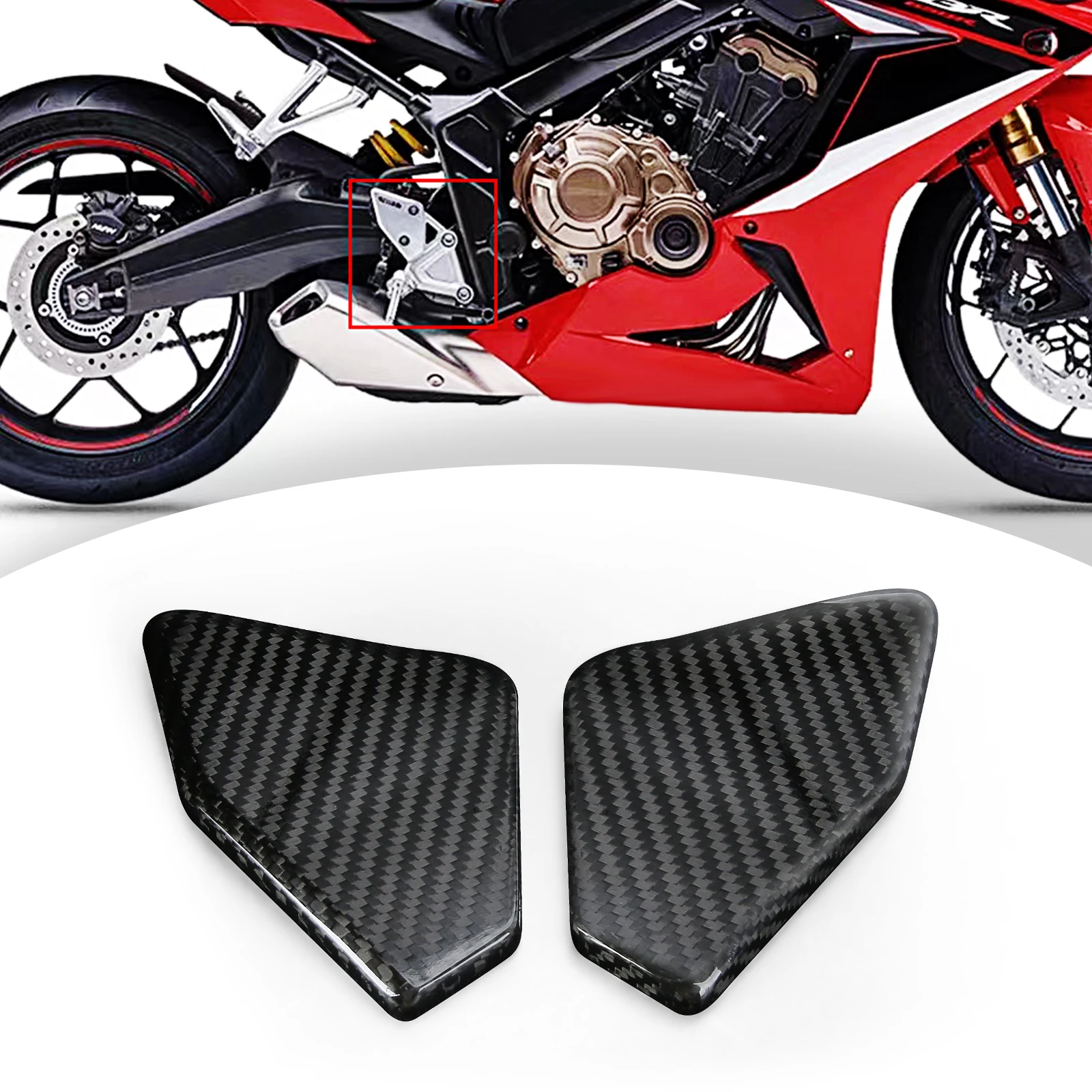CBR650 Motorcycle accessories 3K Carbon Fiber Heel Plates Guard Protective Covers For HONDA CBR650R CB650R -