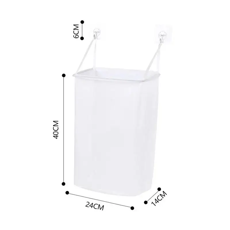 Home Foldable Multifunctional Wall Hanging Laundry Basket Washing Clothes Organizer Mesh Storage Punch Free Adhesive Hook