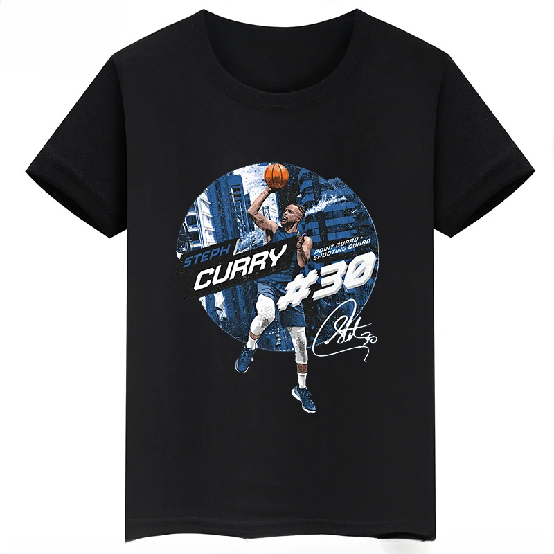 thumbnail image 1 of Camiseta de algodón negra de verano de manga corta con estampado de Stephen Curry para niños, camisetas deportivas para niños y niñas, ropa adecuada para fanáticos, 1 of 5