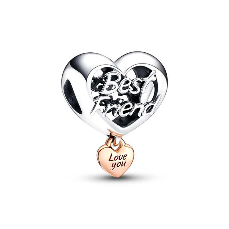 Hot Sale Love You Family Mum Dad Sister Daughter Hearts Charm Beads Fit Original European 925 Silver Bracelet DIY Women Jewelry 4