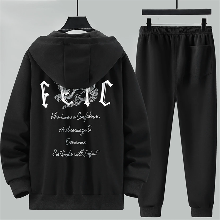 Spring Autumn Sets Men Sportswear Tracksuit Jogger Male Sweatpants Zippered Hoodie Suits Fashion Casual Sets Plus Size 10XL