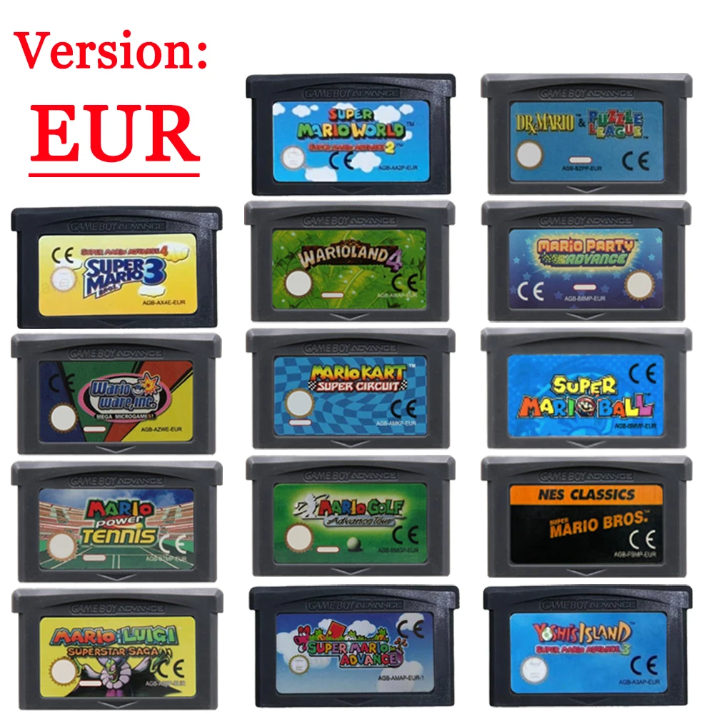 Game Cards GBA Game Cartridge 32 Bit Mario Series Super Mario Advance Super Bros Kart For GBA/SP/DS