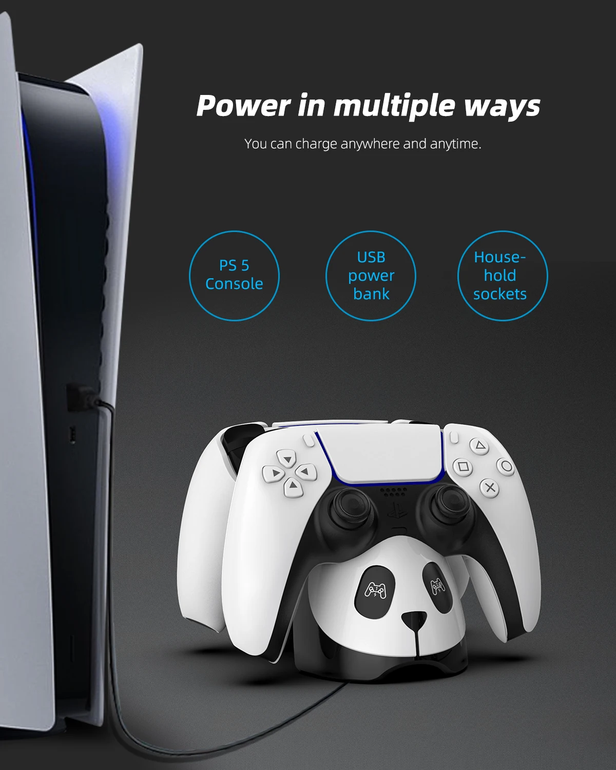 Controller Charger for Sony PlayStation5 Wireless Controller Type-C USB Dual Fast Charging Cradle Dock Station for PS5 Joystick Gamepads