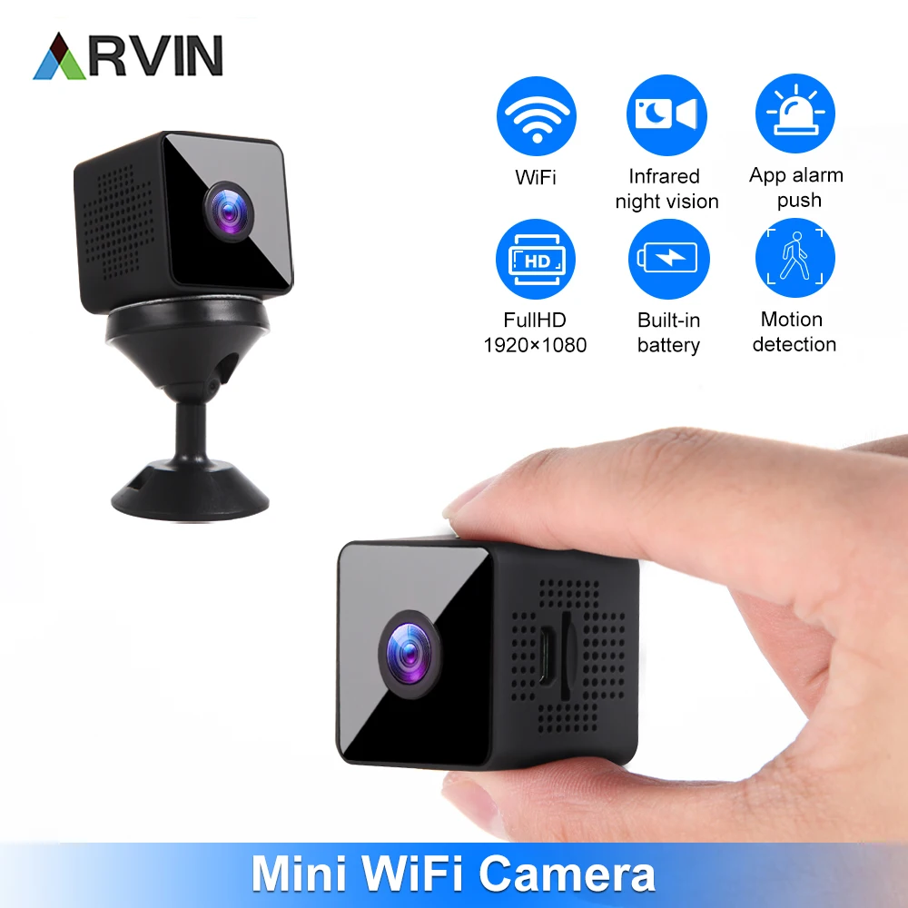 ARVIN 1080P Mini Wifi Camera Night Vision Motion Detection Camcorders Remote Monitor Portable Wireless HD Video Recorder portable 27 inch touch screen monitor displays battery power android lg stand by me tv monitor pc for studying live streaming