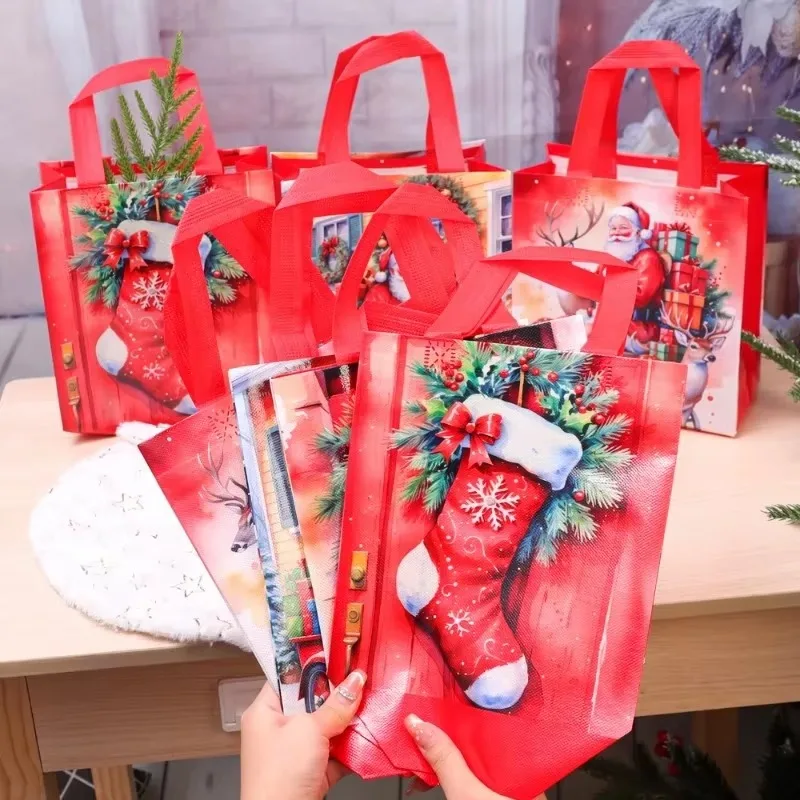 20/1pcs Christmas Non-Woven Fabric Bags Candy Cookie Gift
