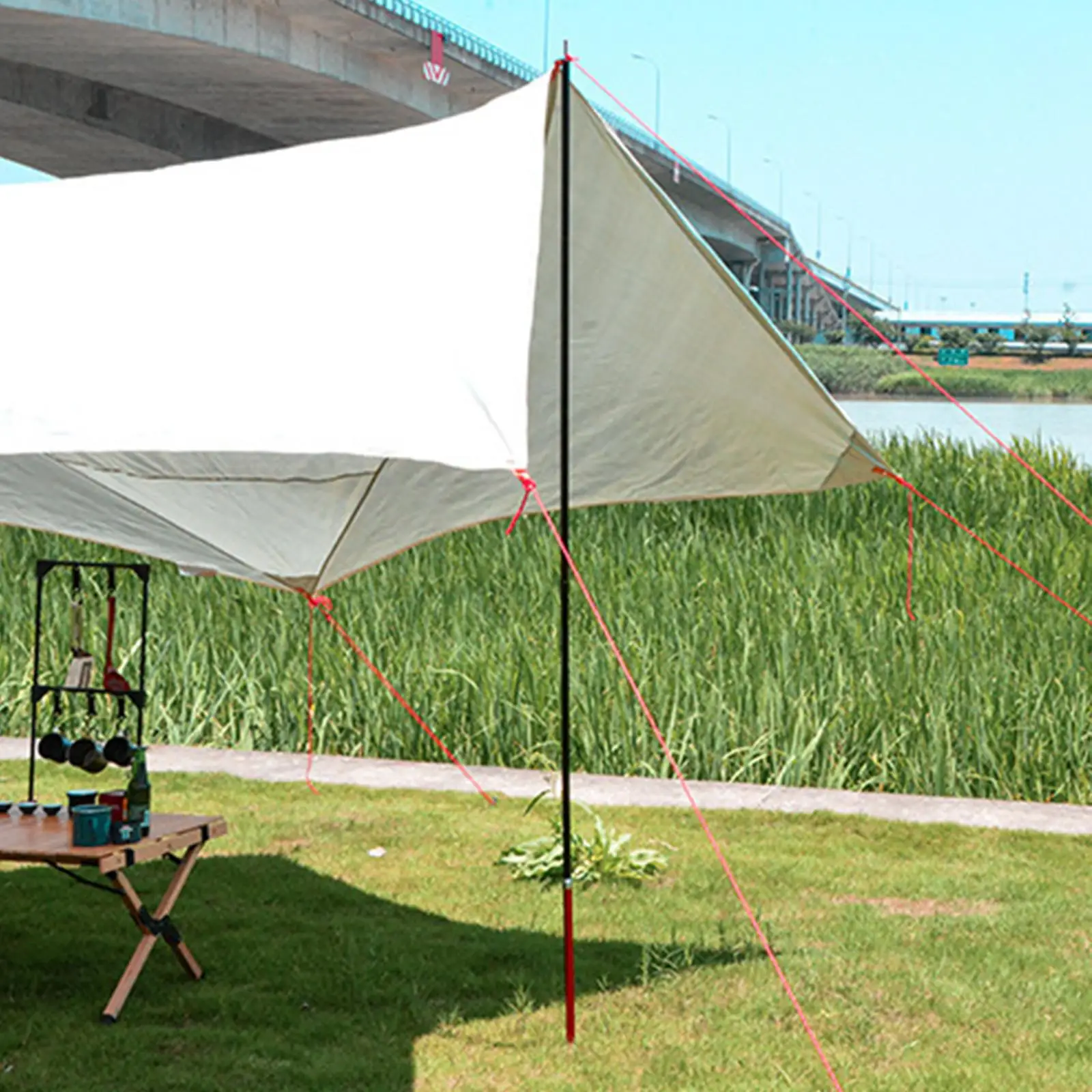 Tarp Poles Tent Rods W/ Storage Awning Support Stand Shelter for Fishing BBQ