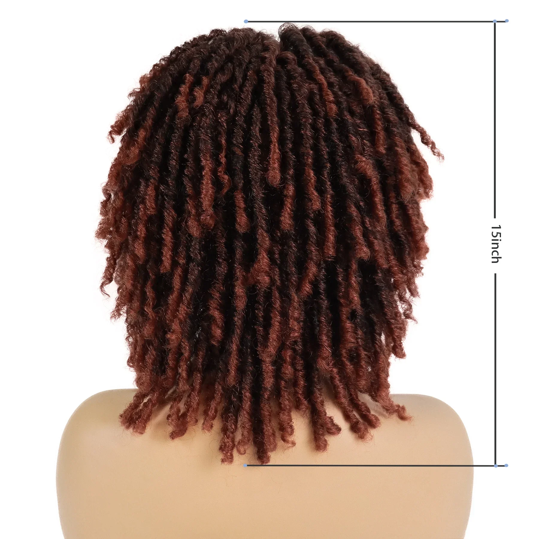 GNIMEGIL Synthetic Curly Braided Wigs for Women Locs Crochet Twist Hair Short Afro Wig Ladies Dreadlock Wig Ombre Auburn Daily