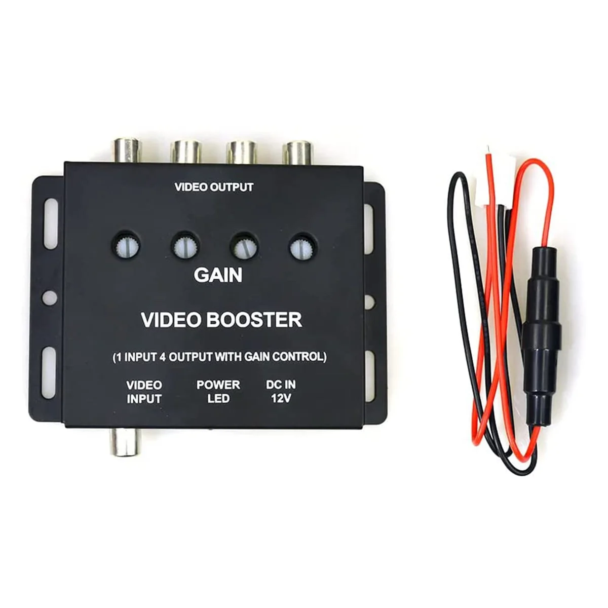 M18K-Car Video Splitter 1 to 4 AV Signal Booster Amplifier Splitter for Car CCTV TV LCD DVD Player 1 Input 4 Output