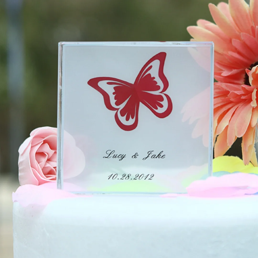 

Valentine Easter Anniversary Gifts Wedding Party Favors Personalized Customized Crystal Butterfly Cake Top