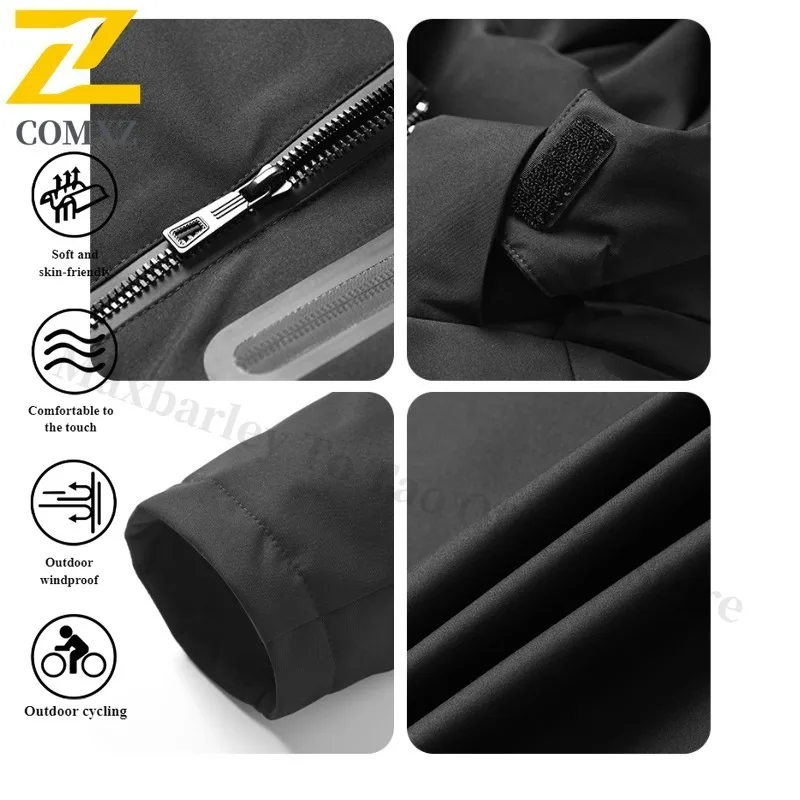 Unisex Waterproof Softshell Jacket Windproof Hooded Outdoor Coat for Hiking Travel Autumn Winter Warm Fleece Lined Sportswear