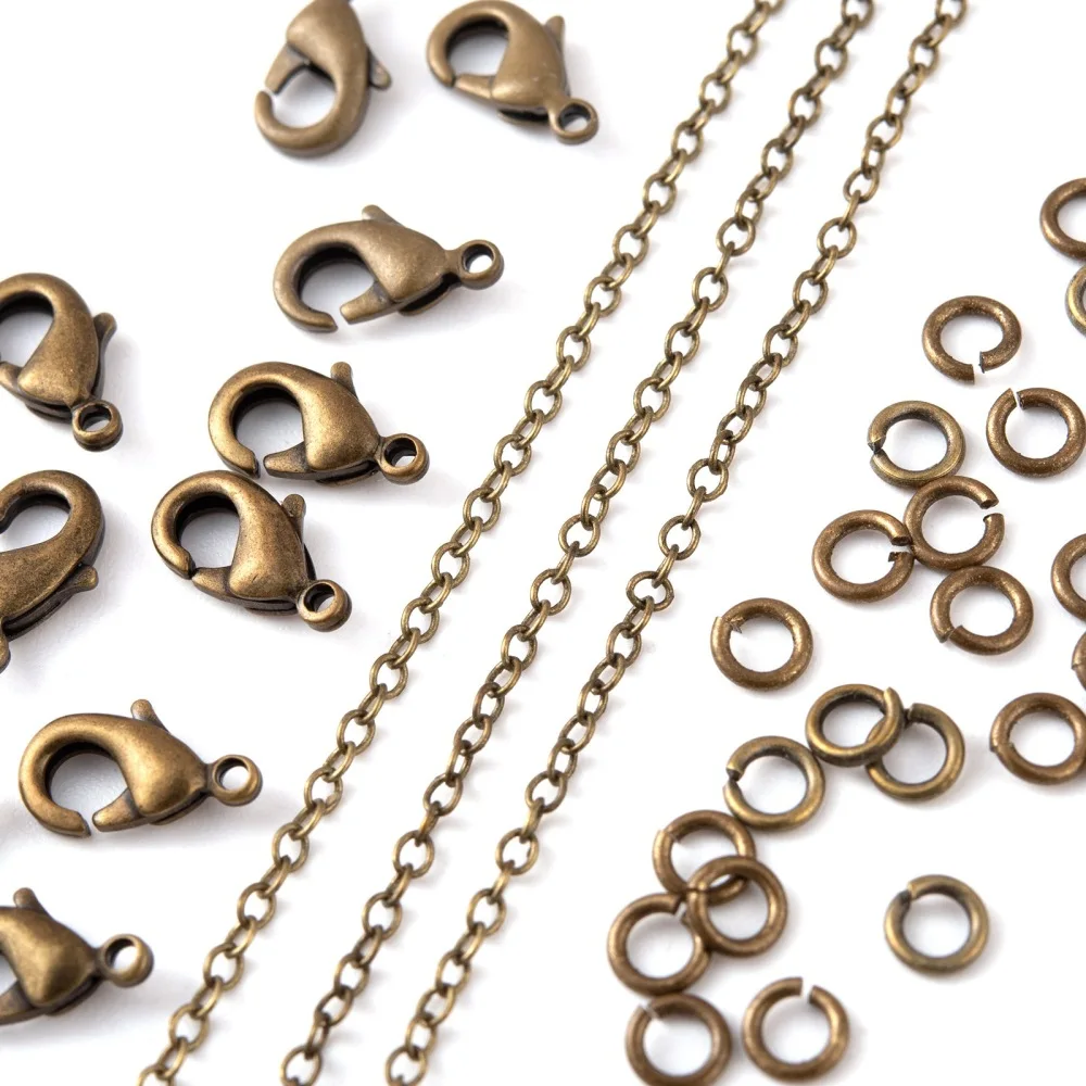 GoldenAntiqueBronzeBrassCableChainsLinkNecklacewithLobster