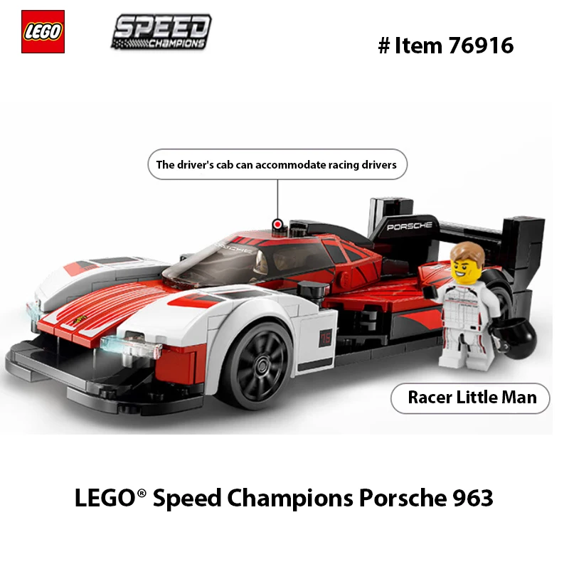 LEGO 76916 Speed Champions Porsche 963, Model Car Building Kit