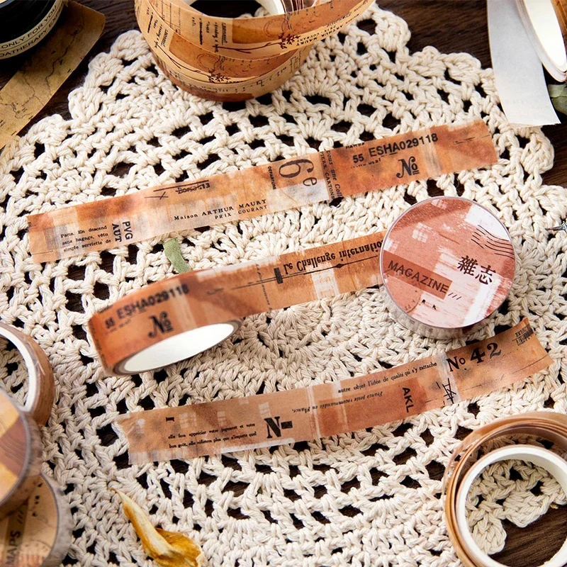 Journamm 15mm*2m Vintage Washi Paper Tapes DIY Scrapbooking Decor Photo Album Collage Stationery Materials Marking Adhesive Tape 4
