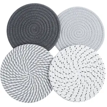 Set di 4 sottobicchieri rotondi, tovagliette e sottobicchieri caldi, tovagliette per pentole, padelle e piatti da cucina 1