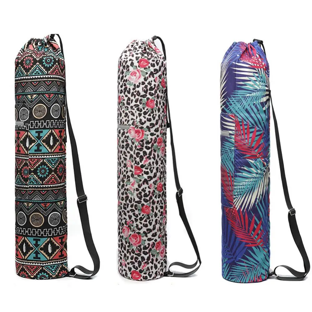 Portable New Drawstring Printed Canvas Gym Fitness Yoga Mat Carry Pouch Shoulder Bag 5