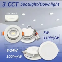 2pcs Recessed LED Spot Downlight Dial Swich CCT 3 Color Adjusted Ceiling Light AC 120V 220V 3000K 4000K 6500K Indoor Lighting 1
