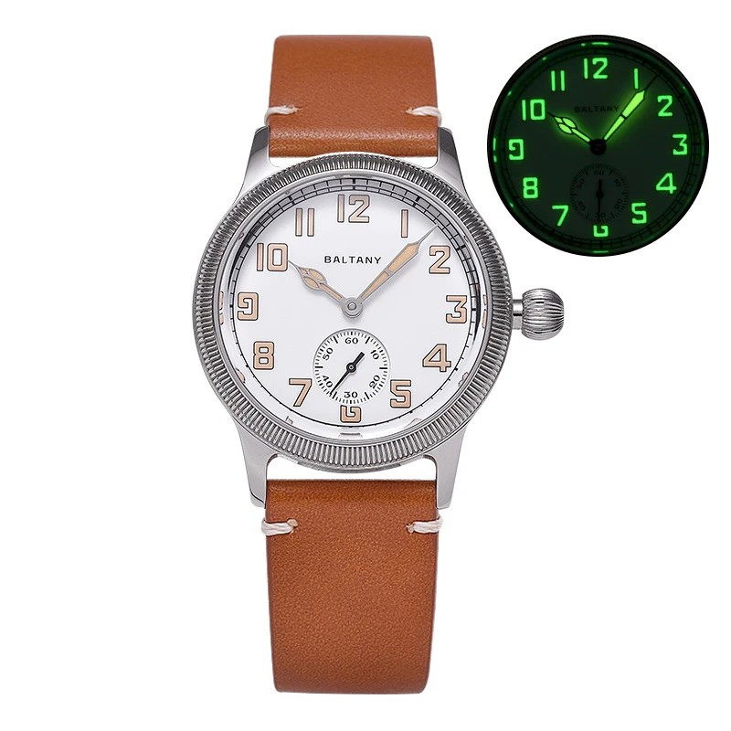 Rotany Mens Aviator Orologi Pilot 38Mm Retro Automatic Orologio Da Polso Sport Sapphire 100M Impermeabile C3 Luminoso St1701 Militare