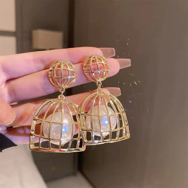 Unique Fashion Personalized Bird Cage Pearl Hollow Dangle Earrings for  Women Exaggerated Designer Jewelry Gift Pendientes Mujer - AliExpress