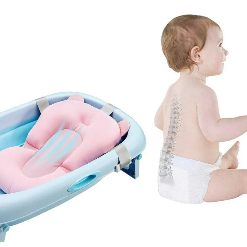 Baby Bath Support Pad Baby Shower Bath Tub Pad Non-Slip Newborn Bathtub Mat Safety Nursing Foldable Support Comfort Body Cushion Mat Pillow
